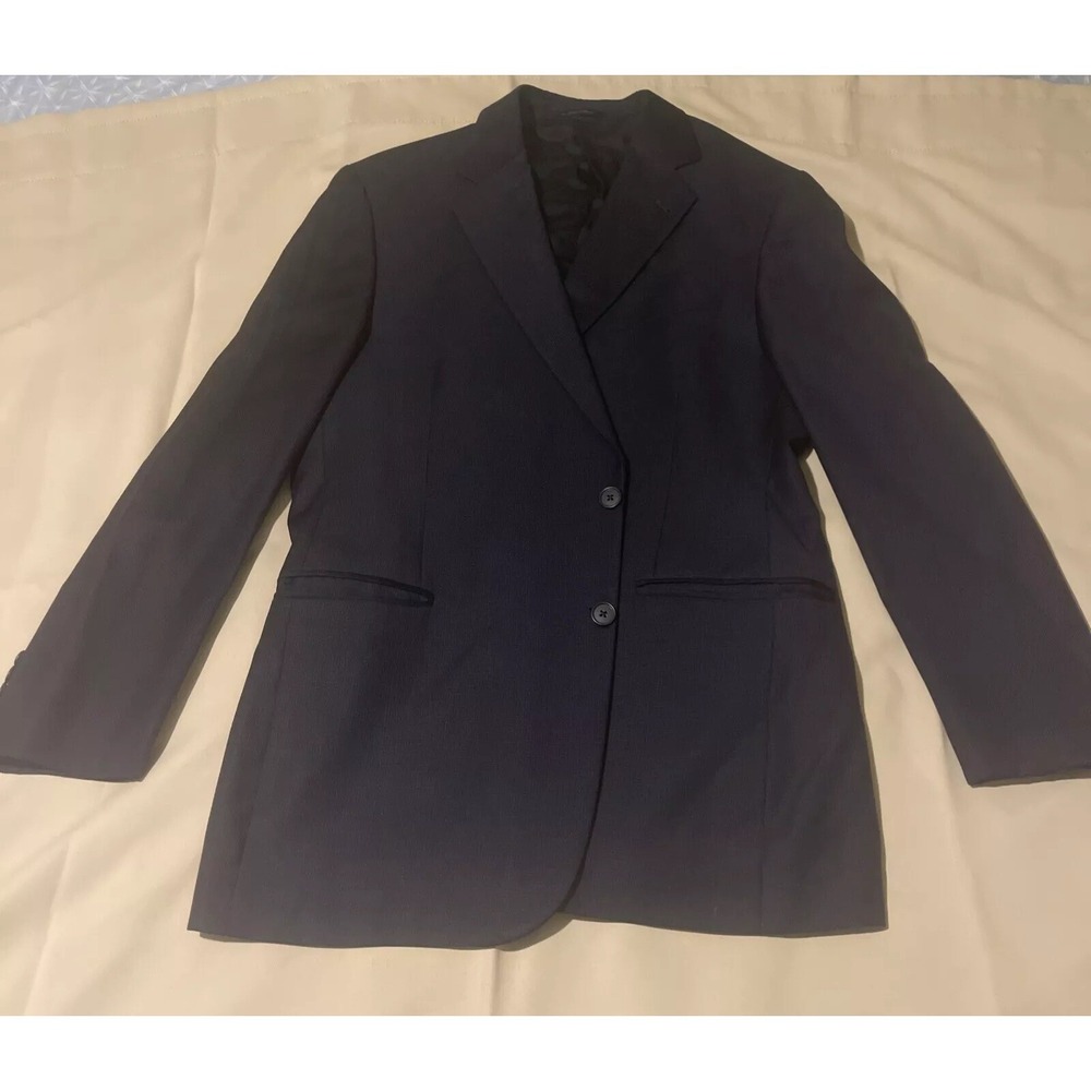 Joseph Abboud Blazer/Suit 44R Navy Blue 100% Wool/Laine 2 Buttons